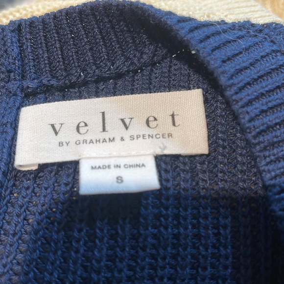 NEW VELVET BY GRAHAM & SPENCER KARLY NAVY REVERSIBLE COTTON CARDIGAN SWEATER S - Picture 7 of 8